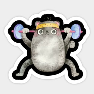 Cute Dumbell Cat Sticker